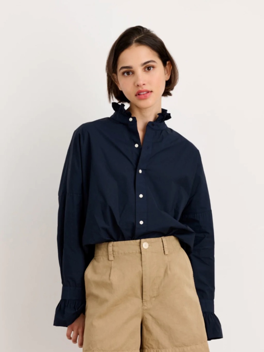 Alex Mill Easy Ruffle Shirt Navy Blue